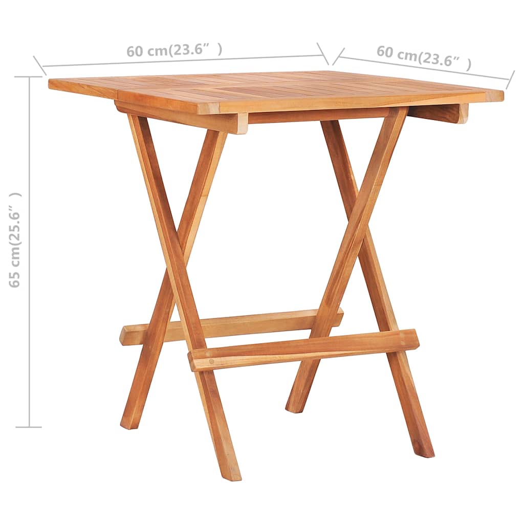 48996 vidaXL Folding Bistro Table 60x60x65 cm Solid Teak Wood