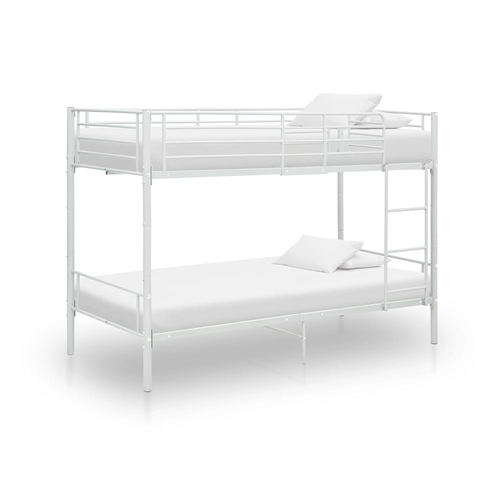 Bunk Bed | White | Metal | Twin |  Sturdy  | Bunk Bed | Rectangular