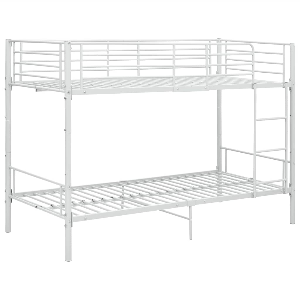 Bunk Bed | White | Metal | Twin |  Sturdy  | Bunk Bed | Rectangular