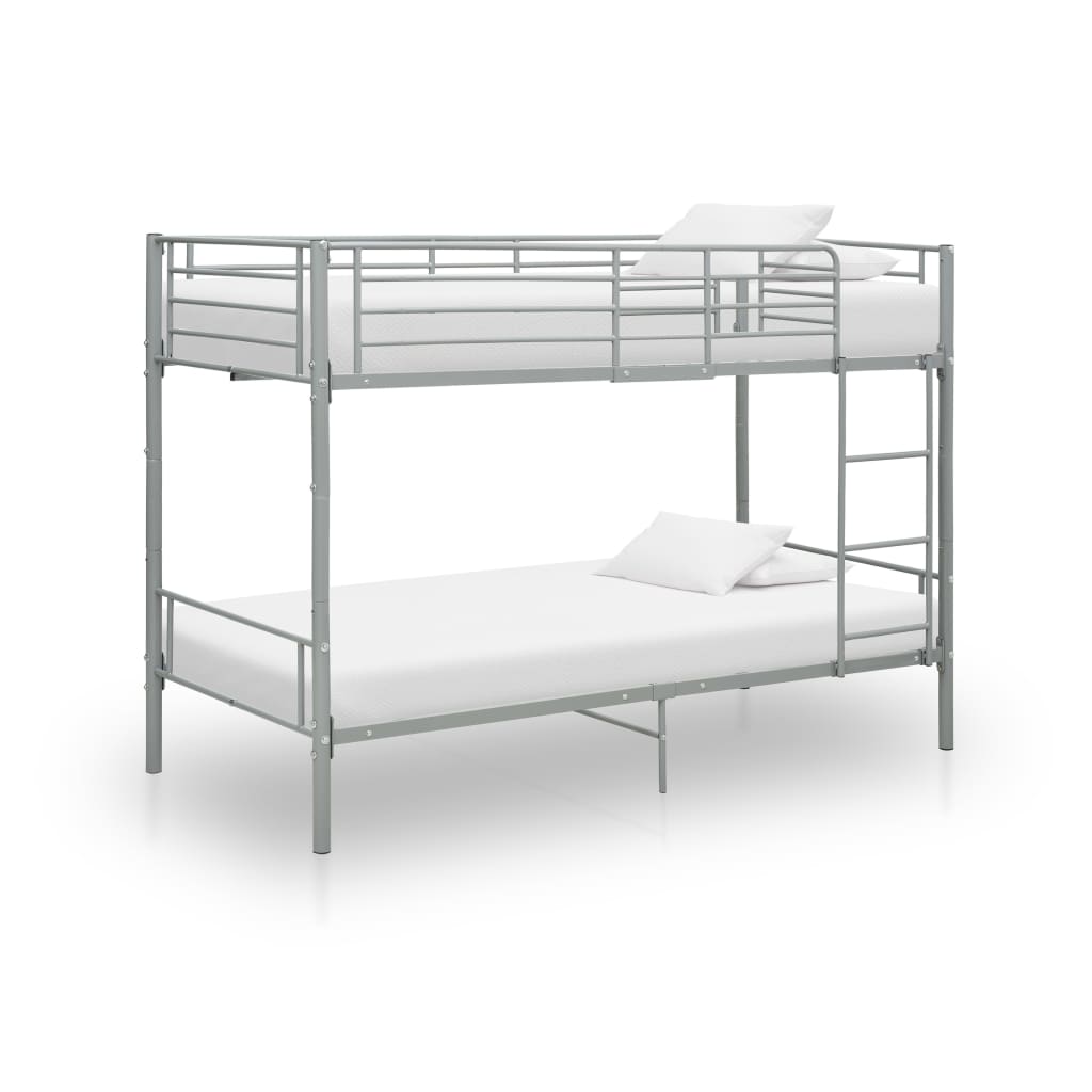 Bunk Bed | Grey | Metal | 90x200 cm | Durable | Bunk Bed | Rectangular