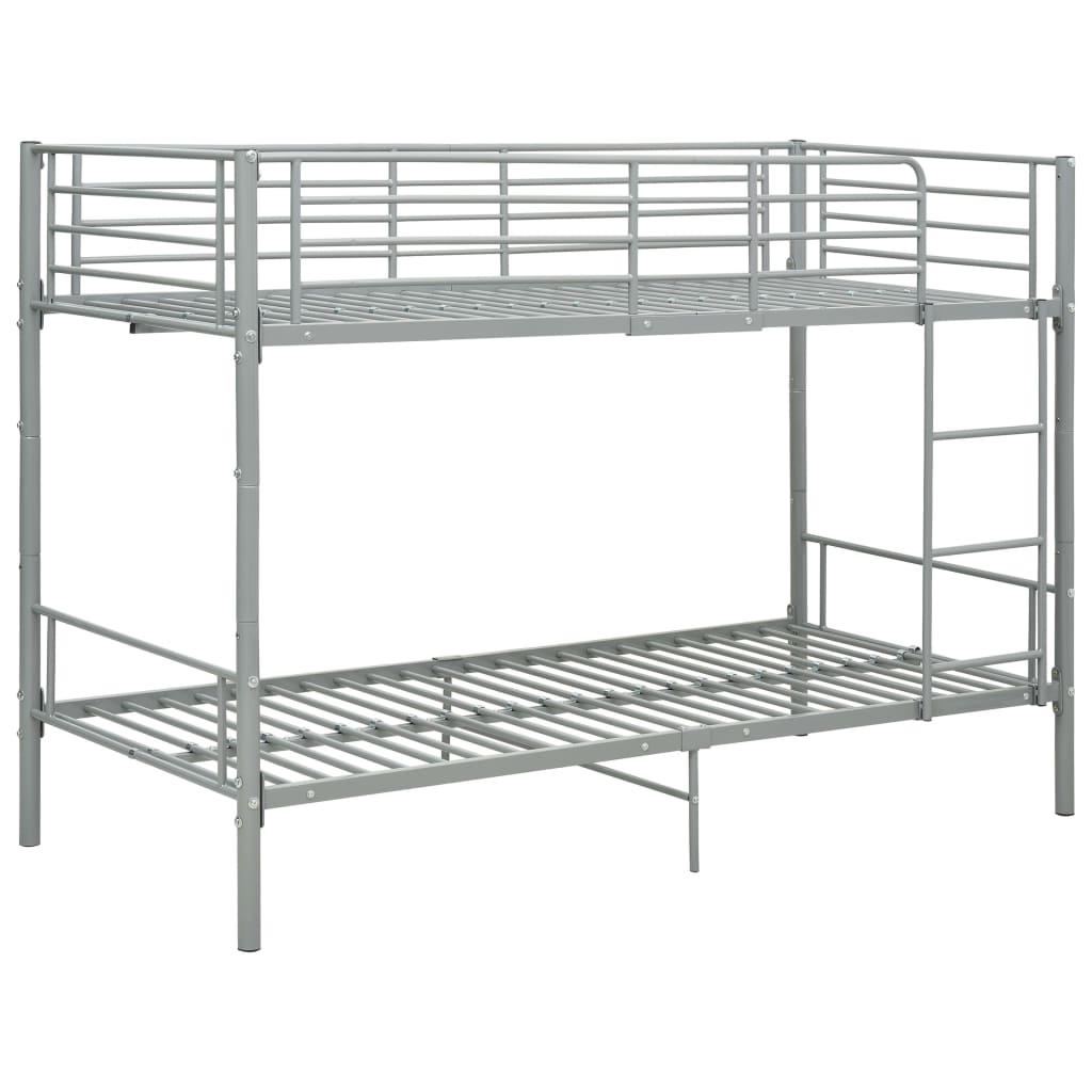 Bunk Bed | Grey | Metal | 90x200 cm | Durable | Bunk Bed | Rectangular
