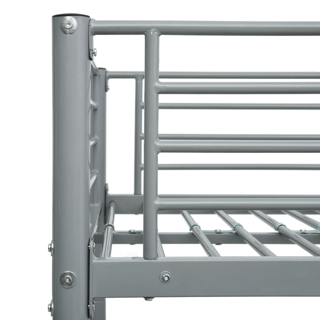 Bunk Bed | Grey | Metal | 90x200 cm | Durable | Bunk Bed | Rectangular