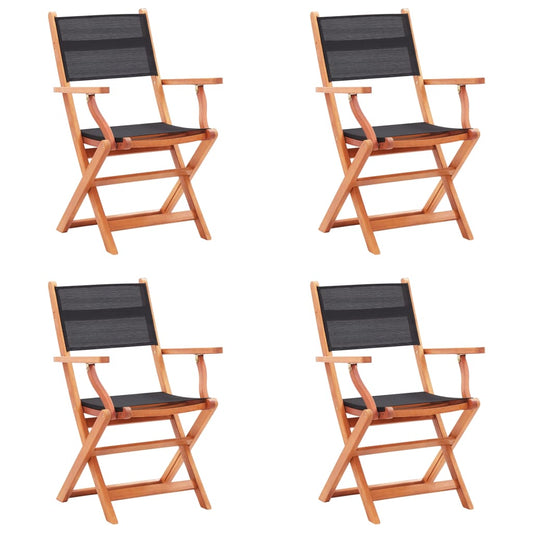 Garden Chair | Set of 4 | Black, Natural Wood