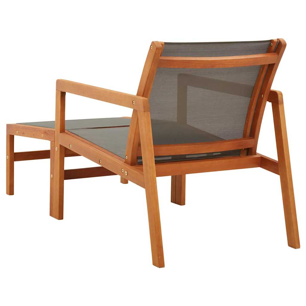 Garden Chair with Footrest Grey Solid Eucalyptus Wood&Textilene