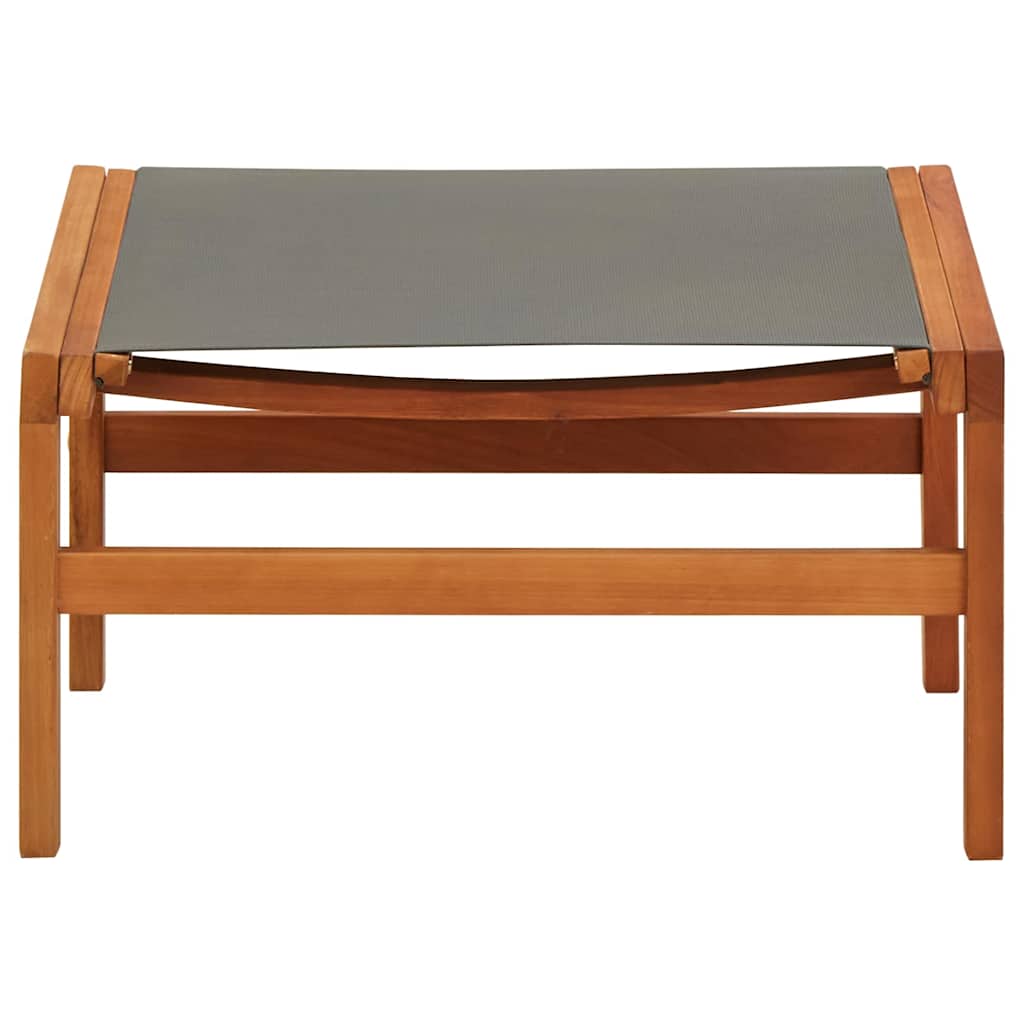 Garden Chair with Footrest Grey Solid Eucalyptus Wood&Textilene