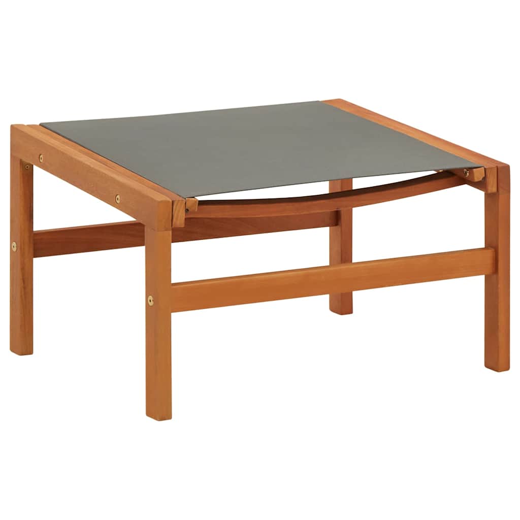 Garden Chair with Footrest Grey Solid Eucalyptus Wood&Textilene