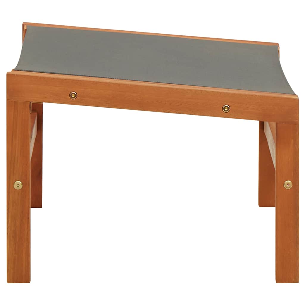 Garden Chair with Footrest Grey Solid Eucalyptus Wood&Textilene