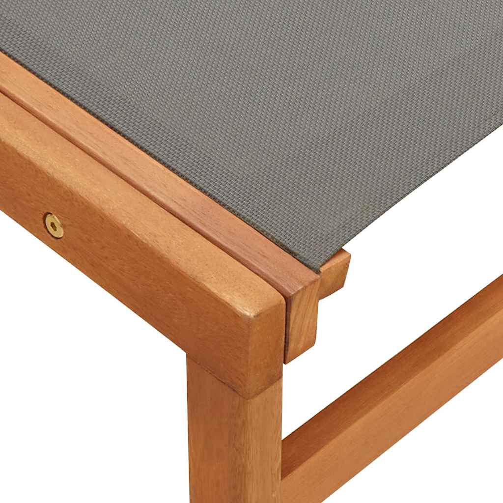 Garden Chair with Footrest Grey Solid Eucalyptus Wood&Textilene
