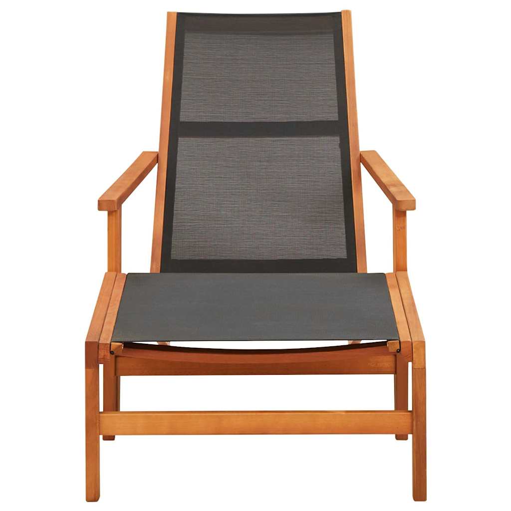 48700 vidaXL Garden Chair with Footrest Solid Eucalyptus Wood and Textilene