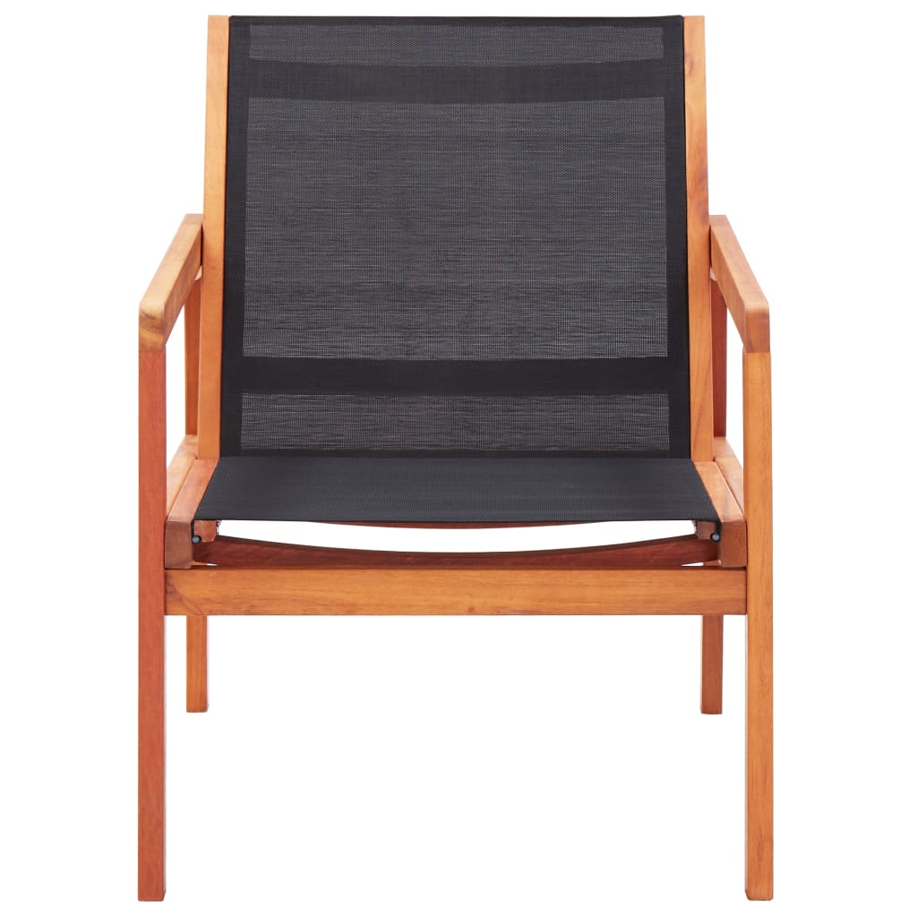 Garden Chair | Black | Solid eucalyptus wood and Textilene | Garden Chair