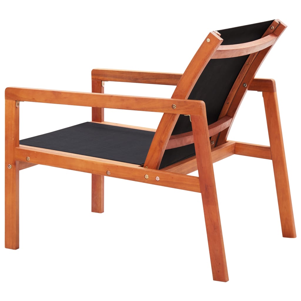 Garden Chair | Black | Solid eucalyptus wood and Textilene | Garden Chair