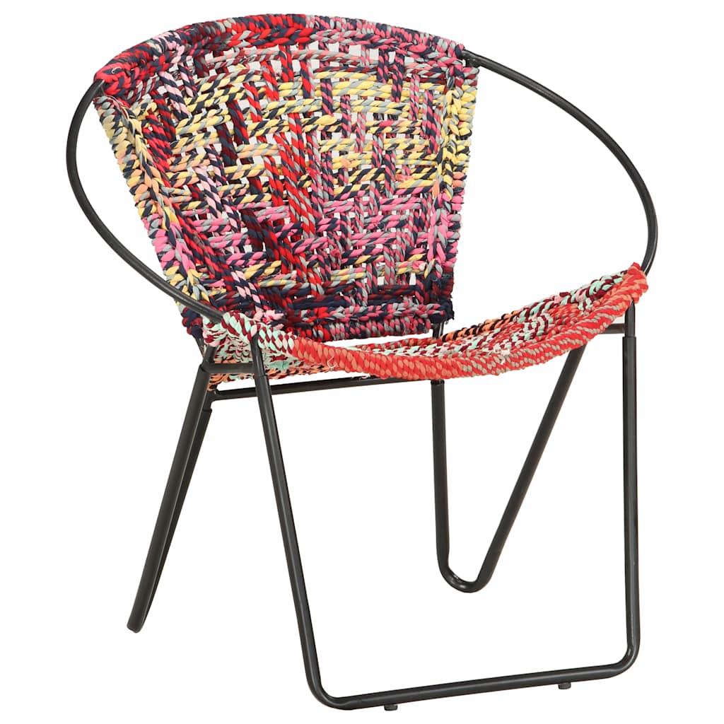 286609 vidaXL Circle Chair Multicolours Chindi Fabric