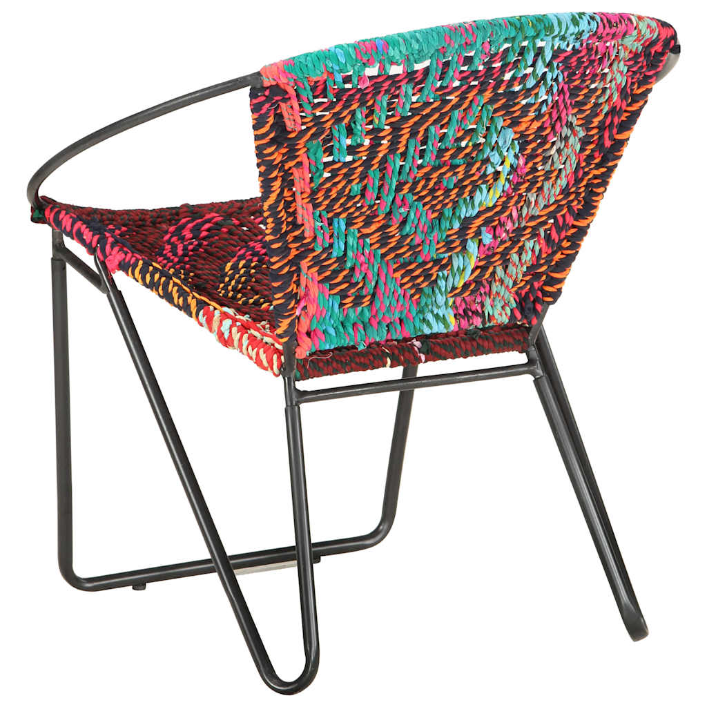 286609 vidaXL Circle Chair Multicolours Chindi Fabric