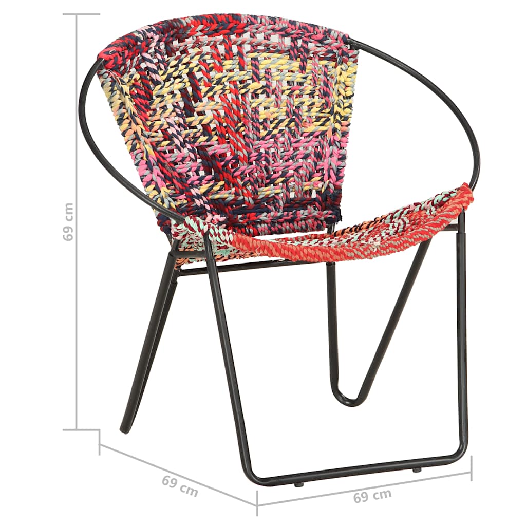 286609 vidaXL Circle Chair Multicolours Chindi Fabric