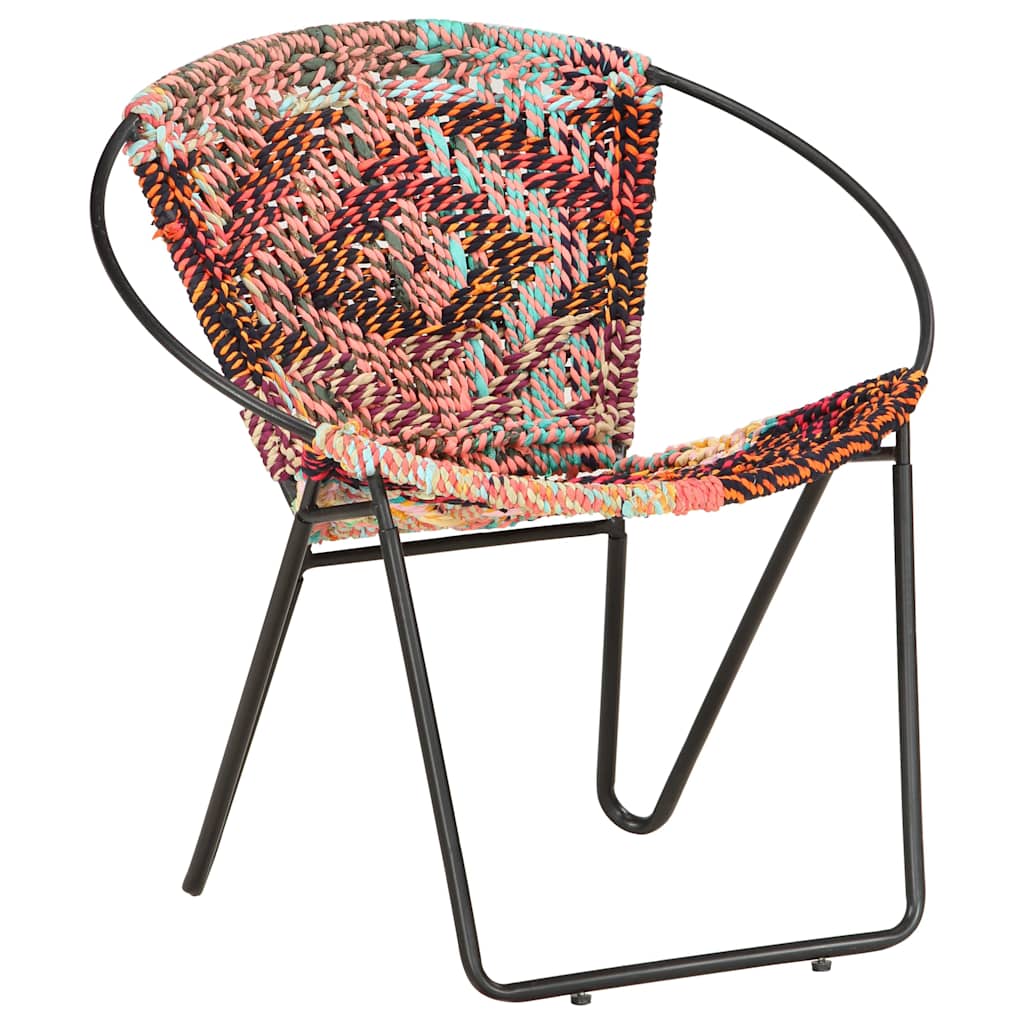 286609 vidaXL Circle Chair Multicolours Chindi Fabric