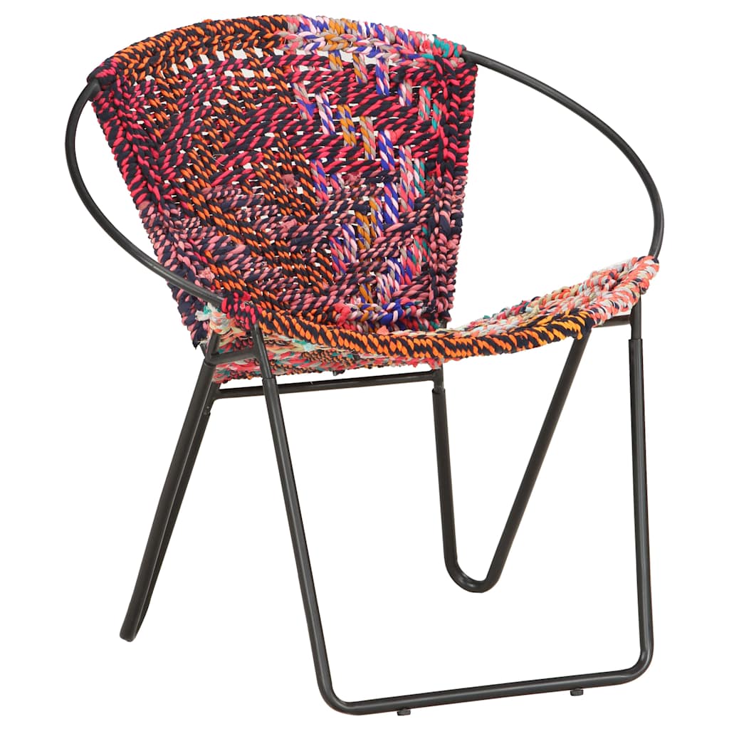286609 vidaXL Circle Chair Multicolours Chindi Fabric