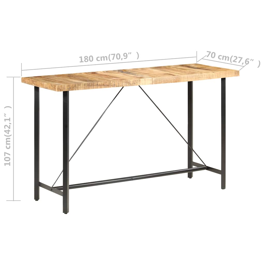Bar Table 180x70x107 cm Rough Mango Wood