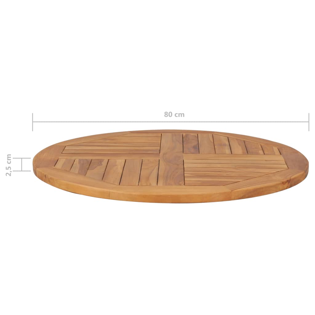 vidaXL Table Top Solid Teak Wood Round 2.5 cm 80 cm