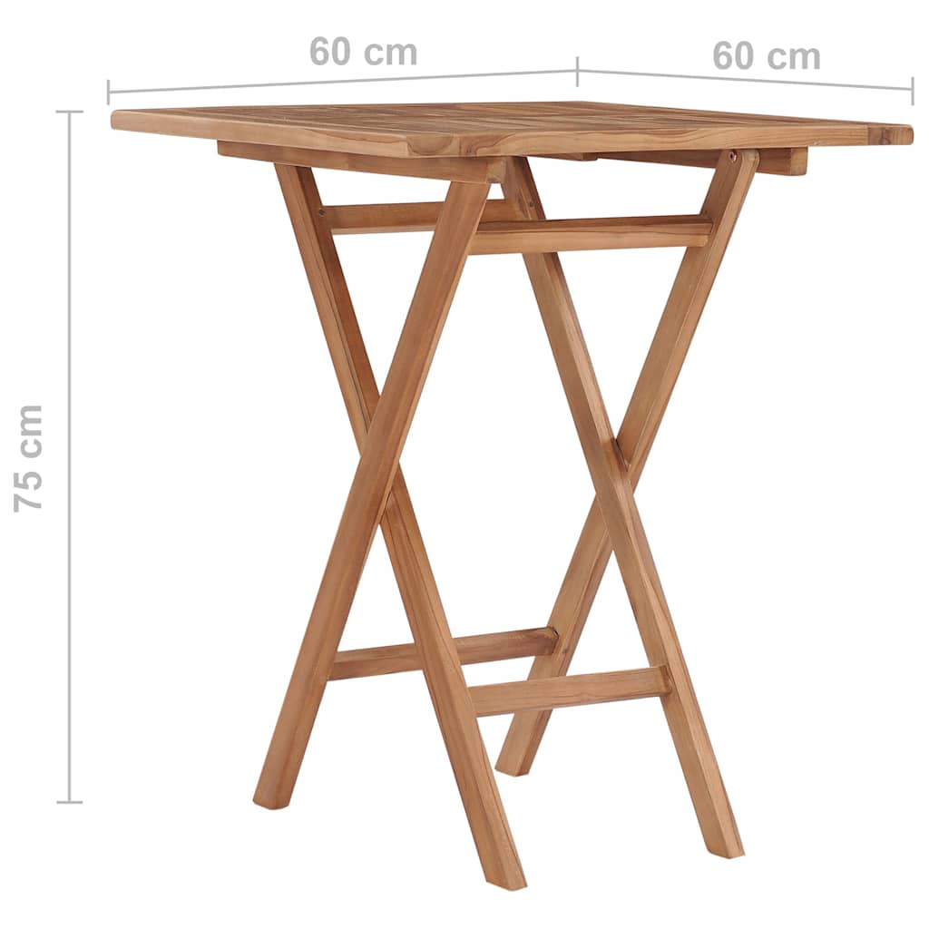 48994 vidaXL Folding Garden Table 60x60x75 cm Solid Teak Wood