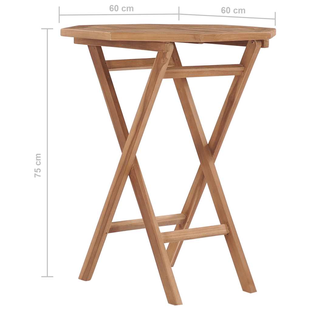48995 vidaXL Folding Garden Table 60x60x75 cm Solid Teak Wood