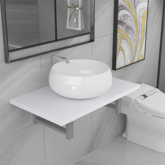 vidaXL Two Piece Bathroom Furniture Set Ceramic White