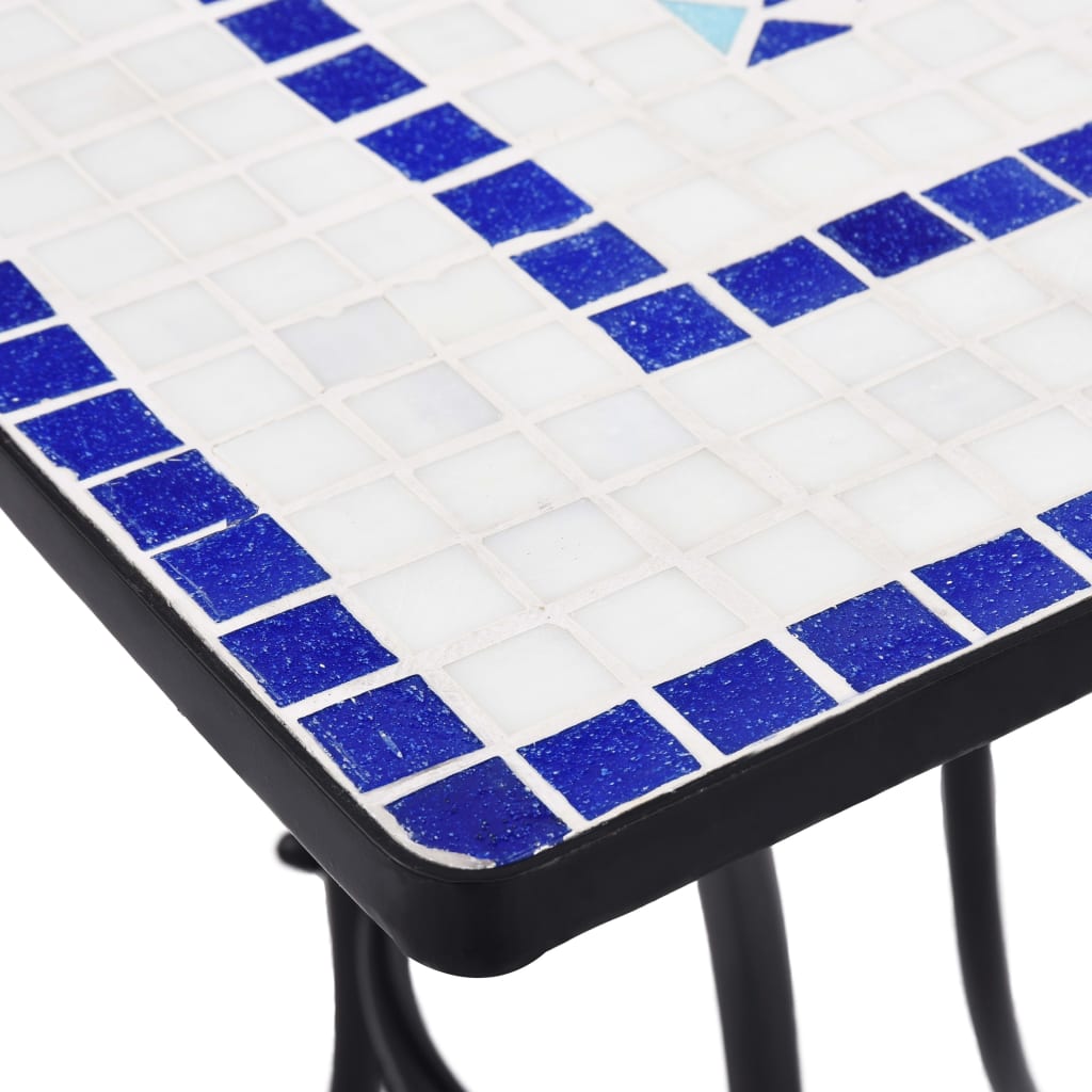 vidaXL 3 Piece Mosaic Bistro Set Ceramic Tile Blue and White