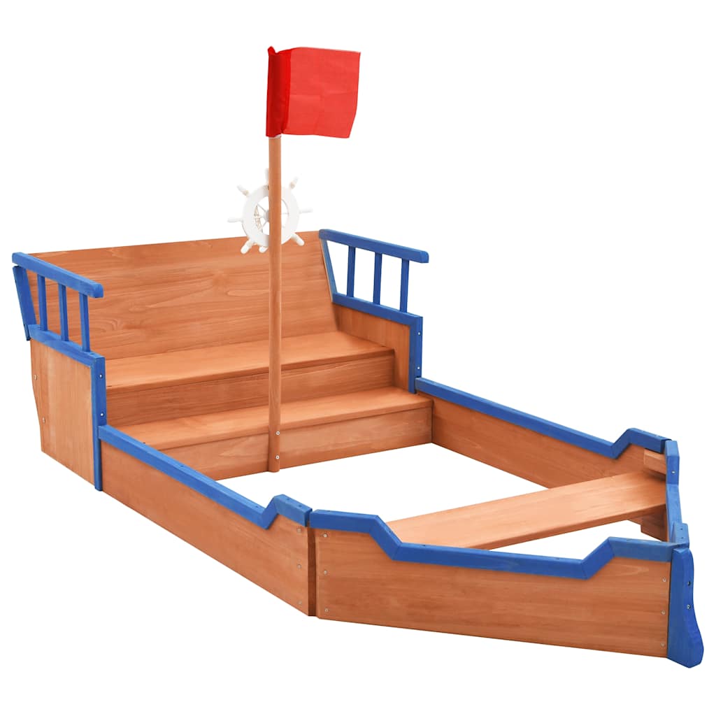 Sandbox Pirate Ship Firwood 190x94,5x101 cm