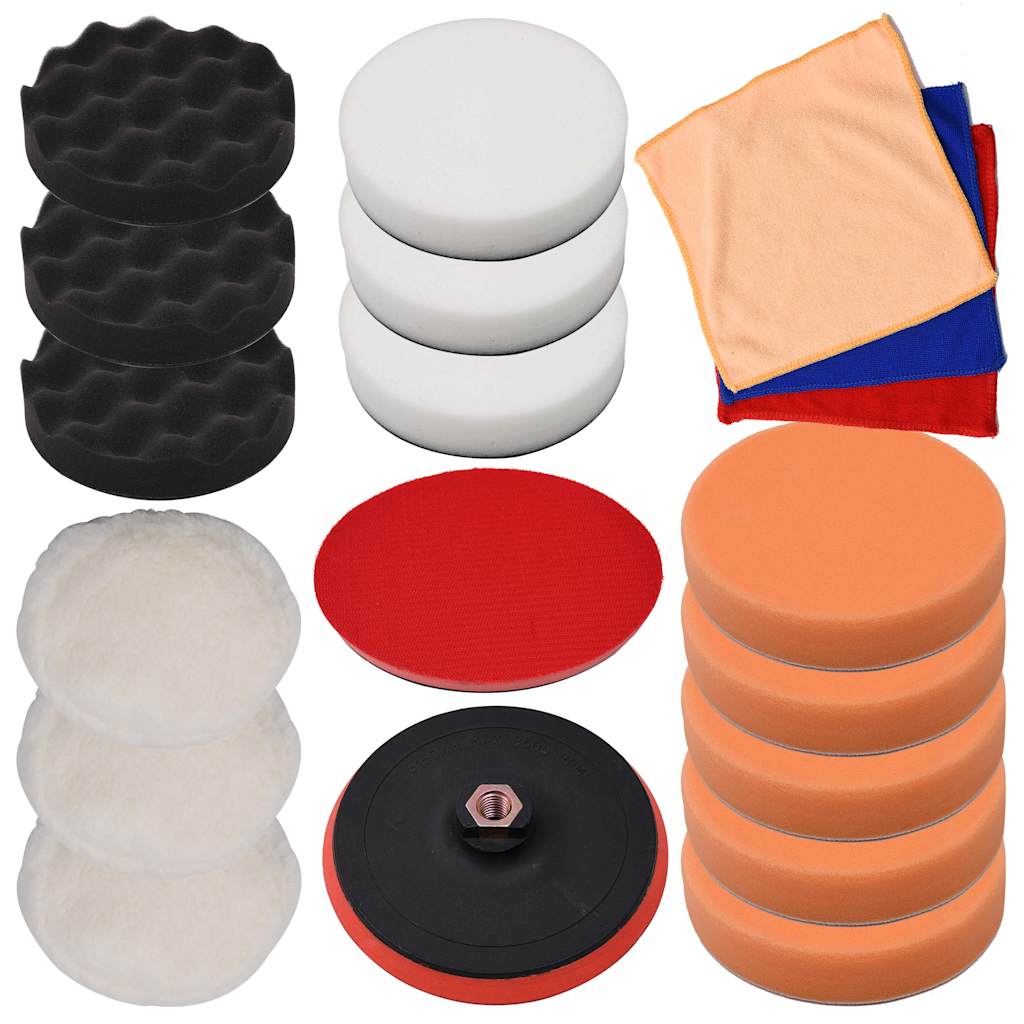 145370 vidaXL 18 Piece Polishing Pad Set 150 mm