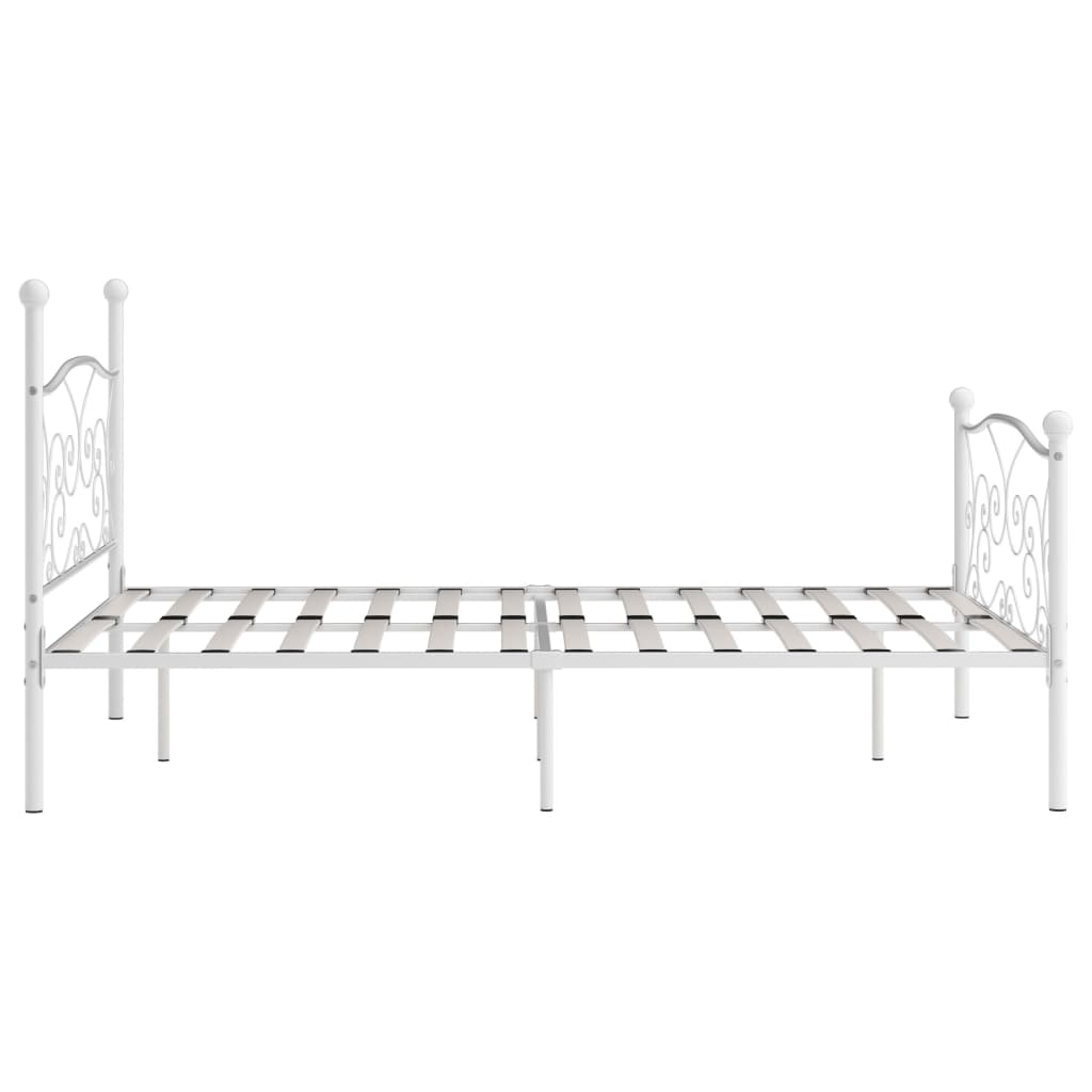 Bed Frame without Mattress with Slatted Base White Metal 120x200 cm