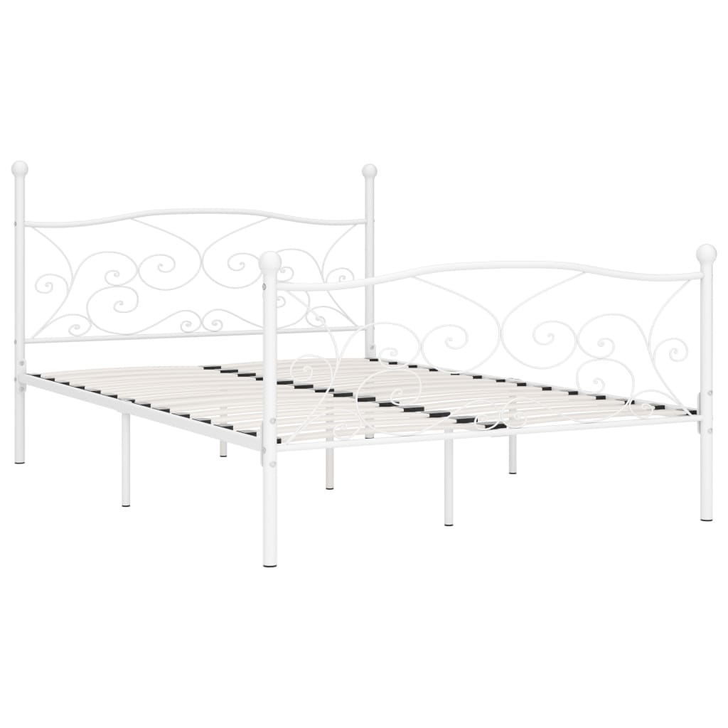 Bed Frame without Mattress with Slatted Base White Metal 140x200 cm