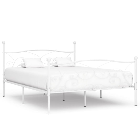 vidaXL Bed Frame without Mattress with Slatted Base White Metal 200x200 cm