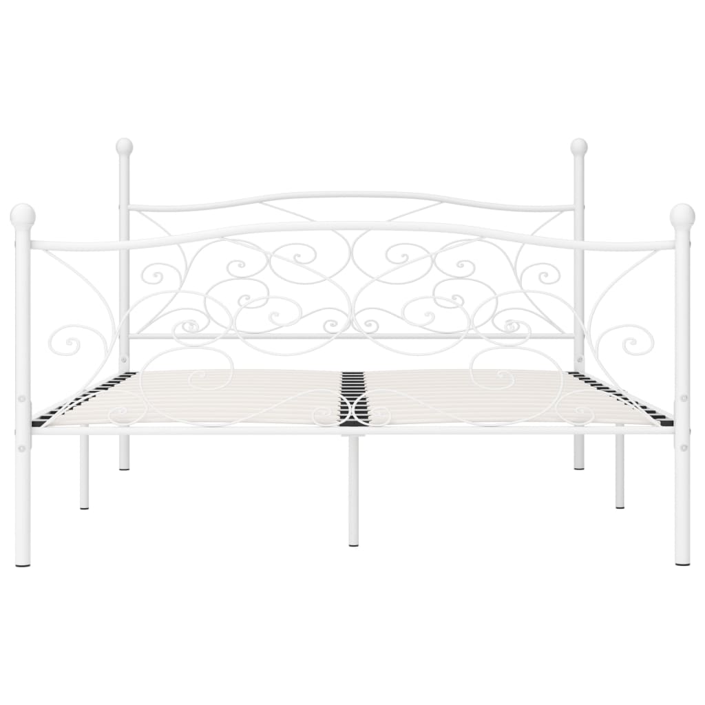 vidaXL Bed Frame without Mattress with Slatted Base White Metal 200x200 cm