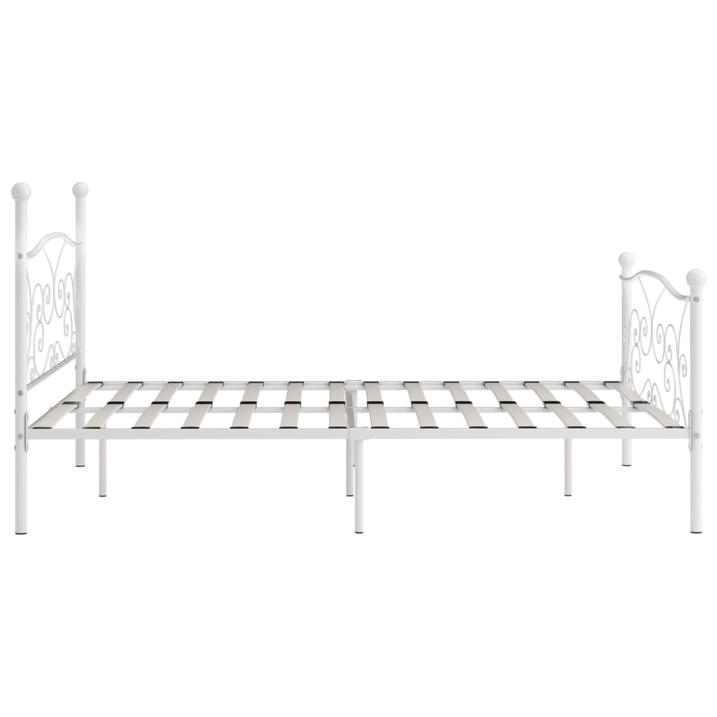 vidaXL Bed Frame without Mattress with Slatted Base White Metal 200x200 cm