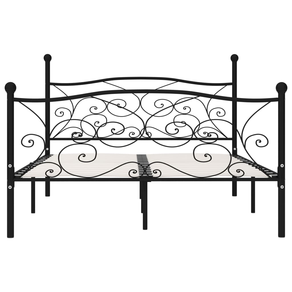 Bed Frame without Mattress with Slatted Base Black Metal 140x200 cm