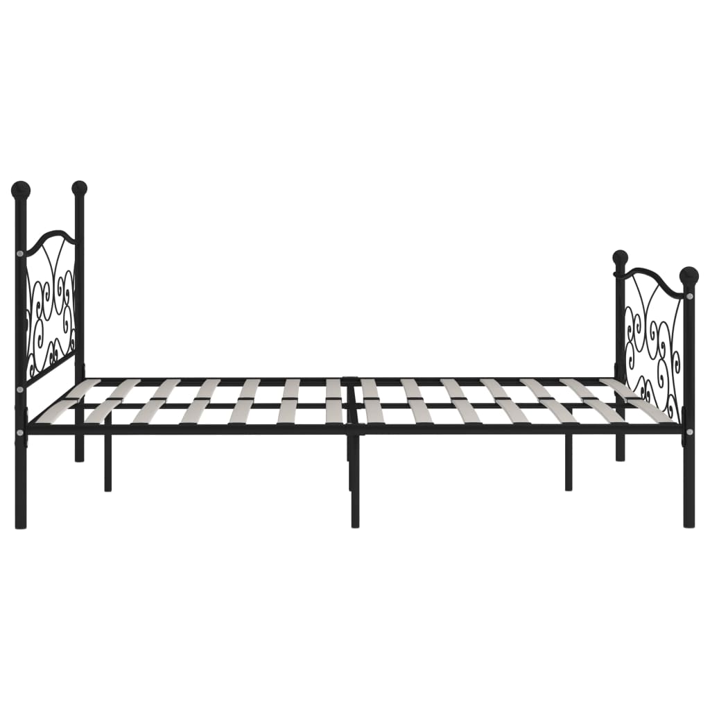 Bed Frame | Black | Metal, Plywood | Double |  Simple  | Bed Frame
