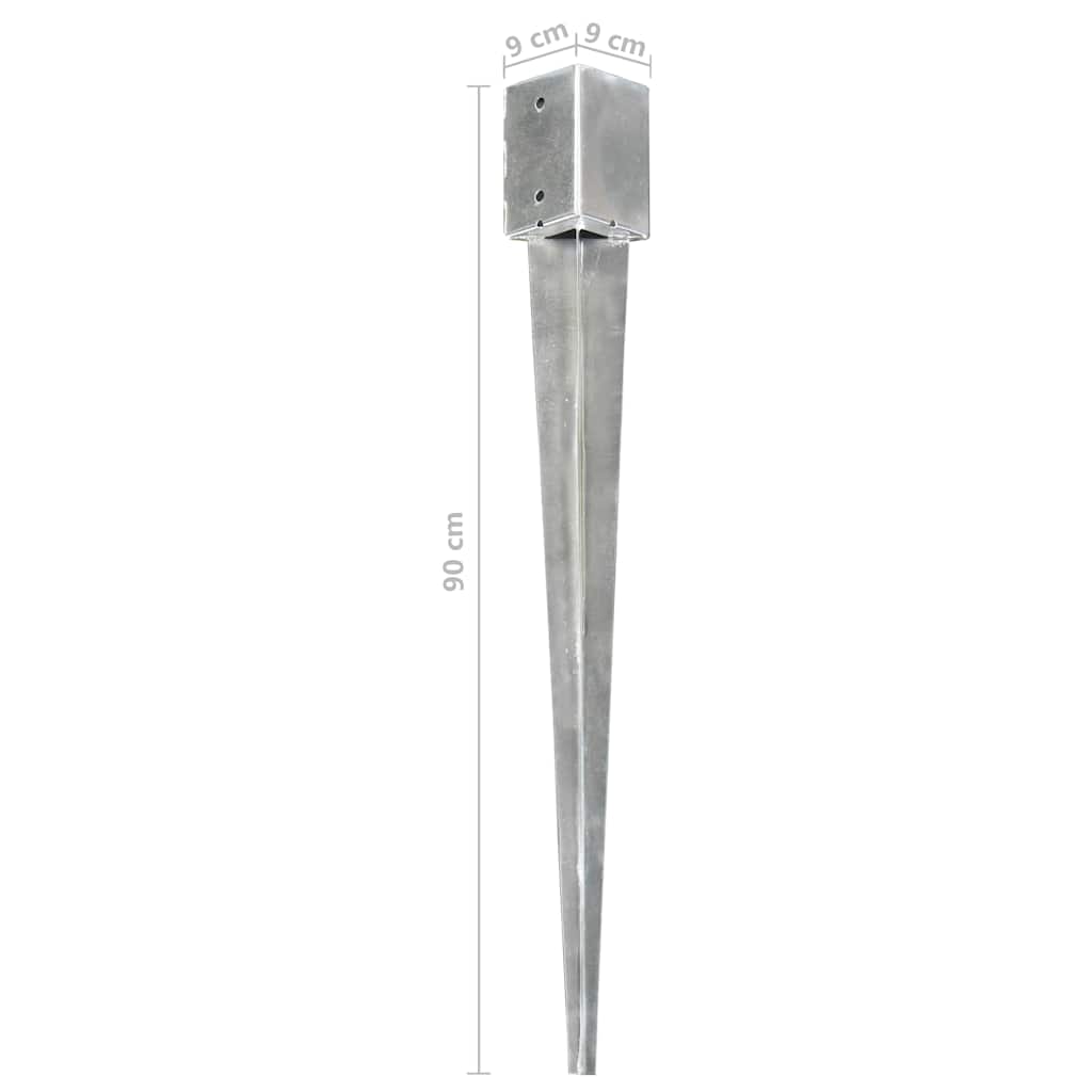 Ground Spikes 6 pcs Silver 9x9x90 cm Galvanised Steel
