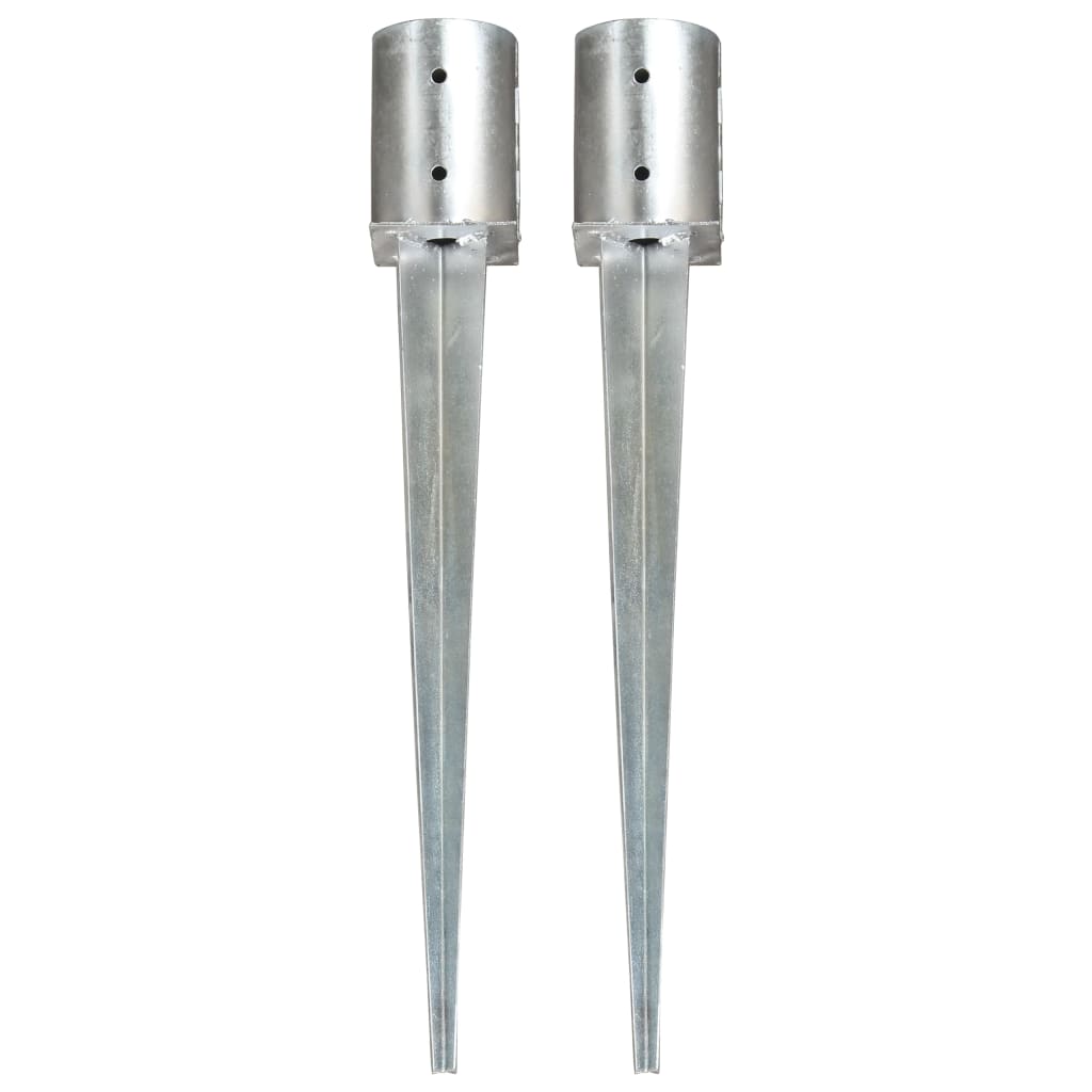 Ground Spikes 2 pcs Silver 10x76 cm Galvanised Steel