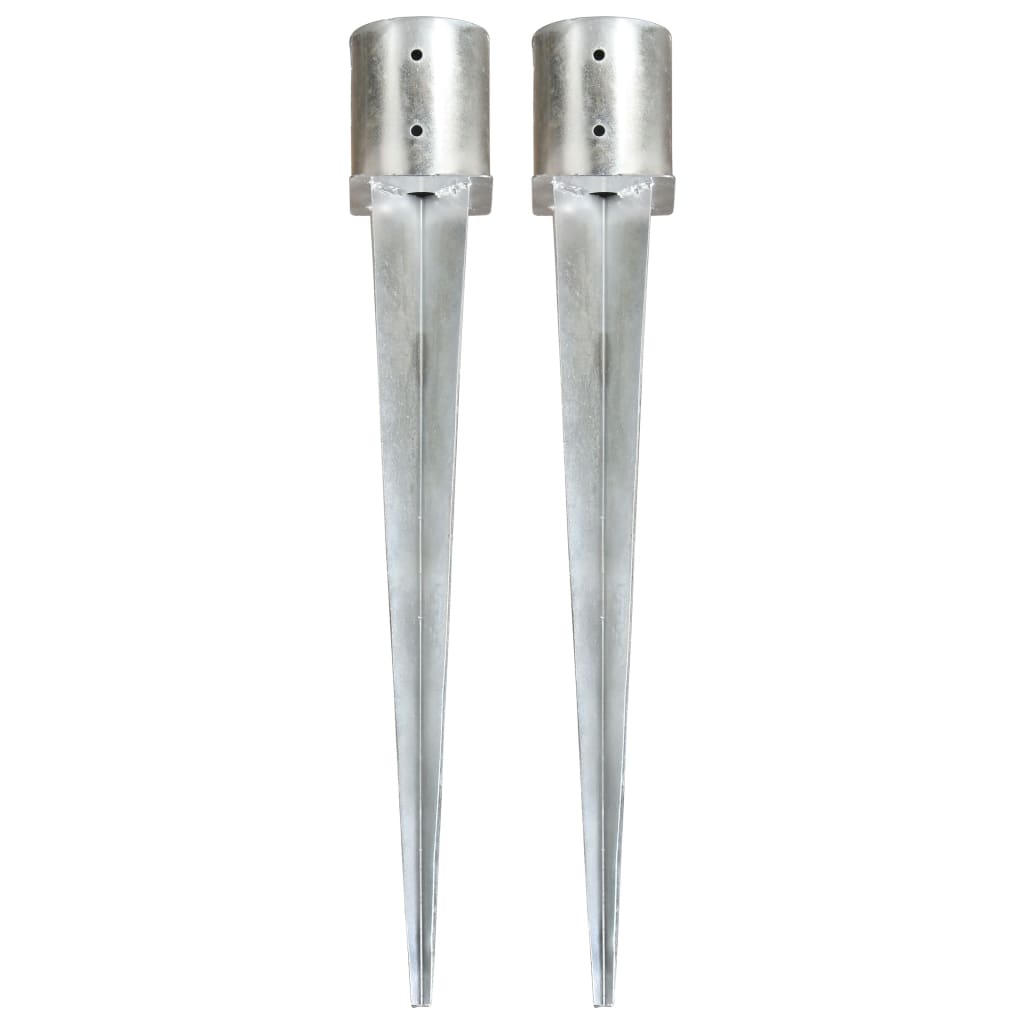 Ground Spikes 2 pcs Silver 12x91 cm Galvanised Steel