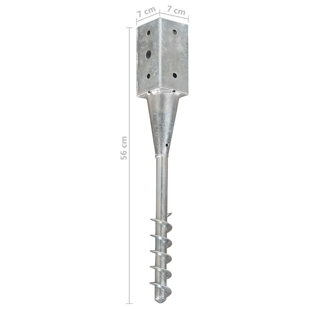Ground Spikes 2 pcs Silver 7x7x56 cm Galvanised Steel