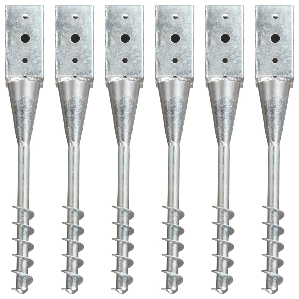 Ground Spikes 6 pcs Silver 10x10x57 cm Galvanised Steel