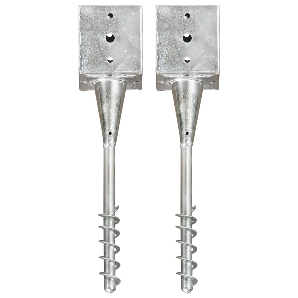Ground Spikes 2 pcs Silver 12x12x56 cm Galvanised Steel
