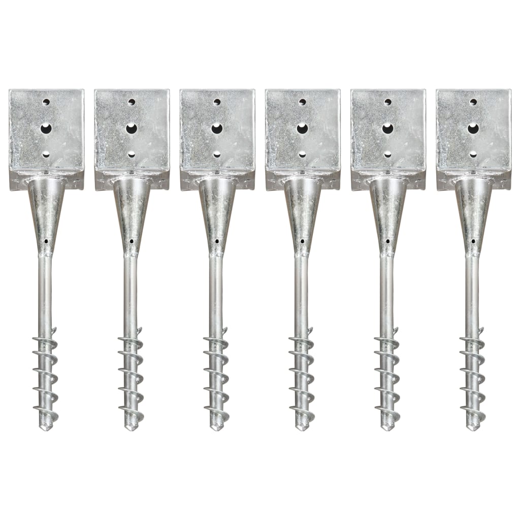 Ground Spikes 6 pcs Silver 12x12x56 cm Galvanised Steel