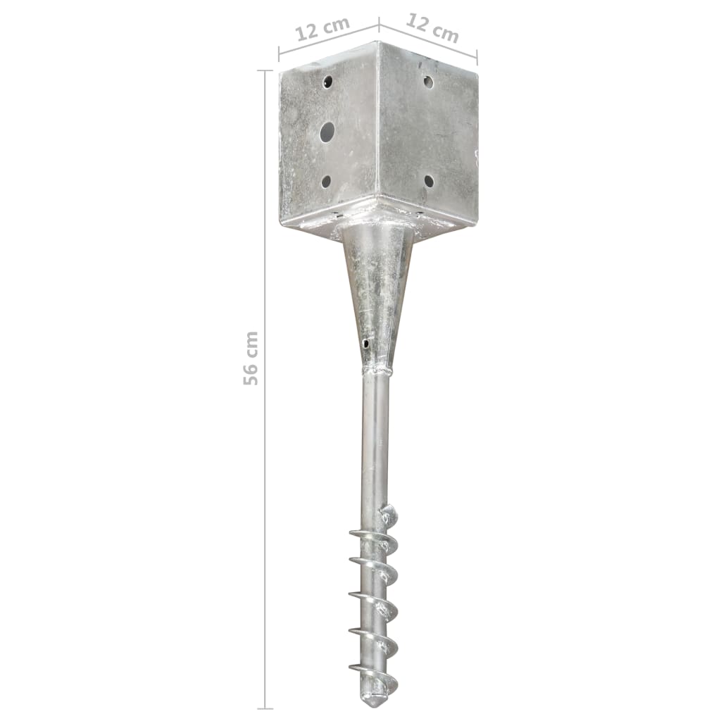 Ground Spikes 6 pcs Silver 12x12x56 cm Galvanised Steel