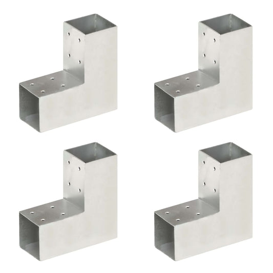 vidaXL Post Connectors 4 pcs L Shape Galvanised Metal 71x71 mm