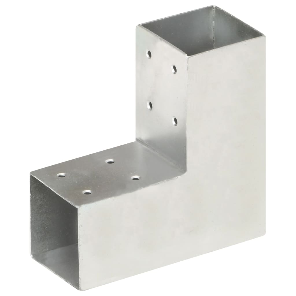 vidaXL Post Connectors 4 pcs L Shape Galvanised Metal 71x71 mm