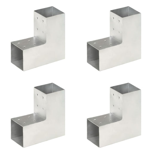 vidaXL Post Connectors 4 pcs L Shape Galvanised Metal 81x81 mm