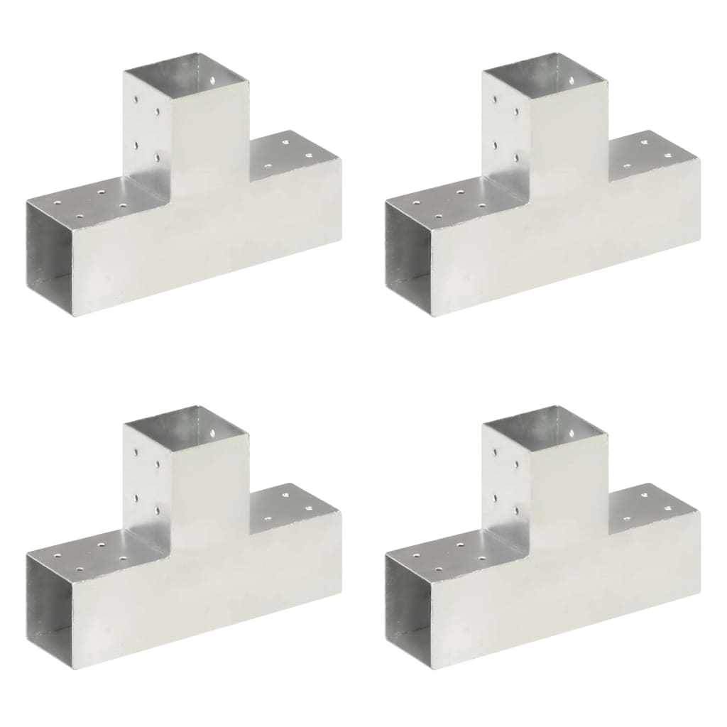 vidaXL Post Connectors 4 pcs T Shape Galvanised Metal 81x81 mm