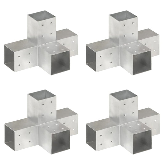 Post Connectors 4 pcs X Shape Galvanised Metal 81x81 mm