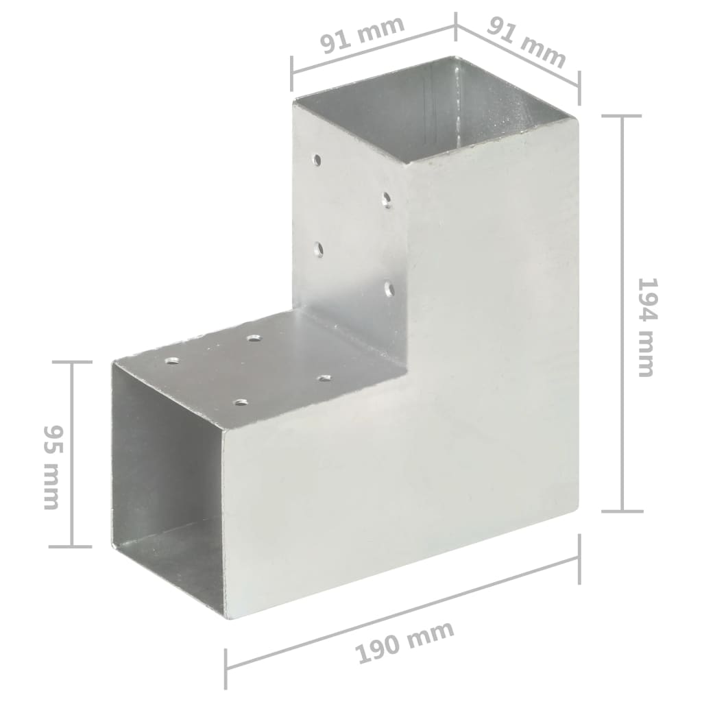Post Connector L Shape Galvanised Metal 91x91 mm