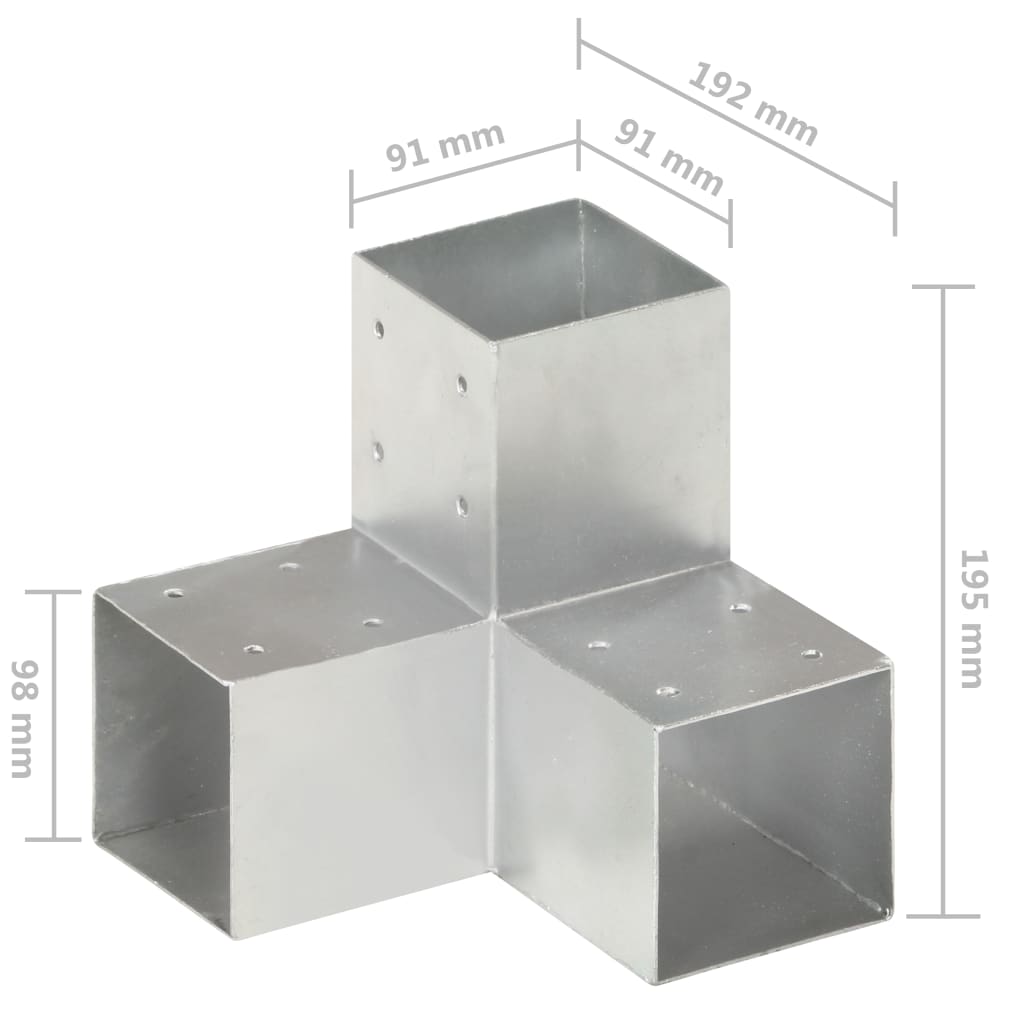 vidaXL Post Connector Y Shape Galvanised Metal 91x91 mm